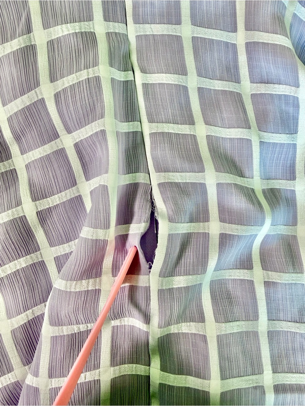 Allison & Kelly Plaid Romper Tiered Skort Puff Sleeve Lilac Large L⁠ -FLAW - Picture 5 of 10